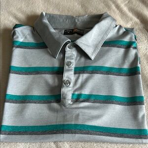 Callaway Men's Polo with Aqua and Charcoal Stripes